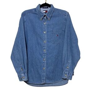 Vintage Tommy Hilfiger Denim Button Up Women’s 12 Blue Long Sleeve Shirt